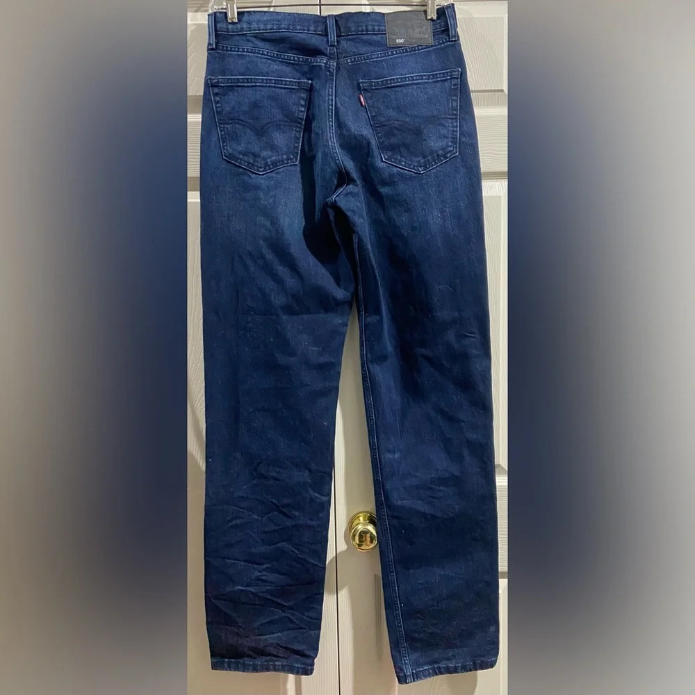 Levis 550 Jeans Men 34 X 38 Black Label Dark Wash